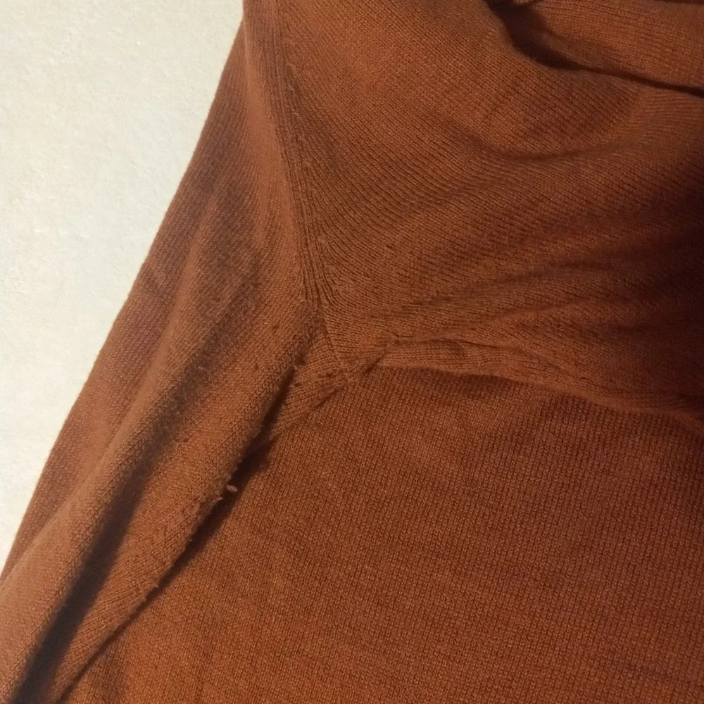 Alan Flusser Mens COTTON Cashmere 1/4 Zip Pullover Sweater RUST BROWN X-LARGE